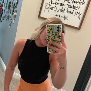 Black short turtle neck cropped tank